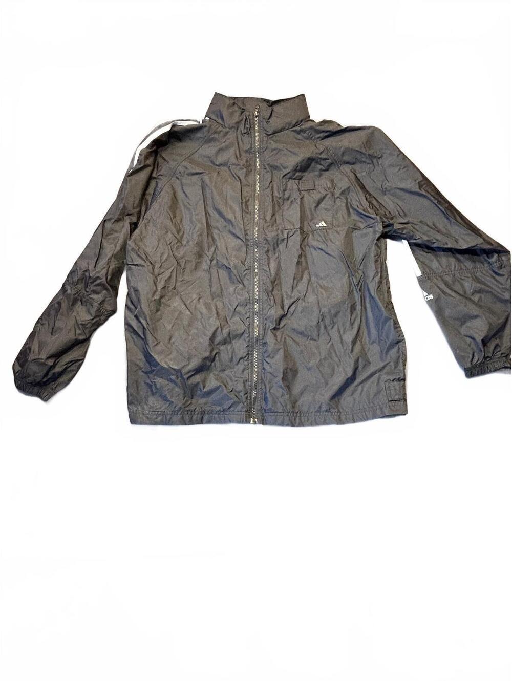 Adidas Black Windbreaker Jacket with White Stripes